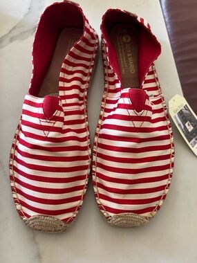 NIB Joy & Mario Red White Striped Espadrille Size 11